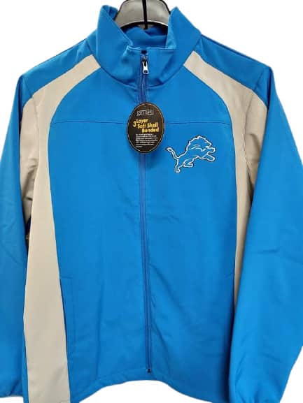 Detroit Lions Men's SMALL Blue Raz Soft Shell Full Zip Jacket