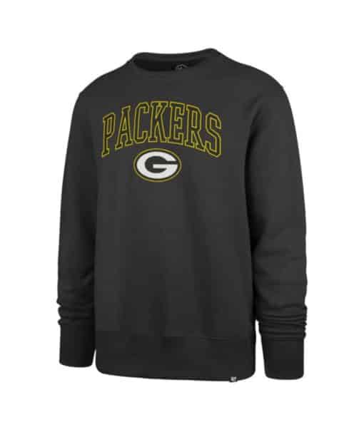 Green Bay Packers Men's 47 Brand Charcoal Crew Long Sleeve Pullover