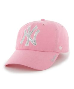 New York Yankees Women's 47 Brand Sparkle Pink Rose Clean Up Adjustable Hat