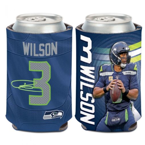 Seattle Seahawks 12 oz Blue Russell Wilson Can Cooler Holder