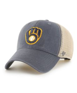 Milwaukee Brewers 47 Brand Vintage Navy MVP Mesh Snapback Hat