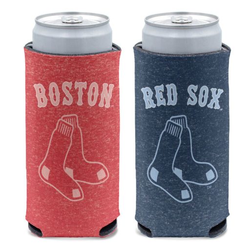 Boston Red Sox 12 oz Heather Navy Red Slim Can Cooler Holder