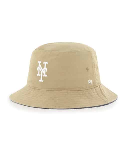New York Mets 47 Brand Khaki Chambray Ballpark Bucket Hat