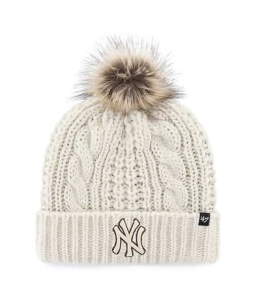 New York Yankees Women's 47 Brand White Cream Meeko Cuff Knit Hat