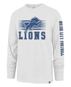 Detroit Lions 47 Brand Men's White Wash Long Sleeve T-Shirt Tee