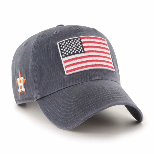 Houston Astros 47 Brand Heritage Vintage Navy USA Flag Clean Up Adjustable Hat