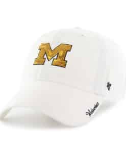 Michigan Wolverines Women's 47 Brand Sparkle White Clean Up Adjustable Hat