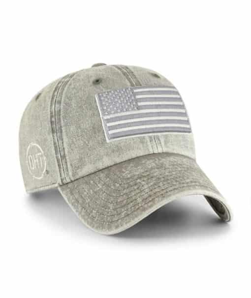 Operation Hat Trick 47 Brand Vintage Gray Clean Up USA Flag Hat