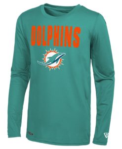 Miami Dolphins Men's New Era Dri-Tek Aqua Long Sleeve T-Shirt Tee