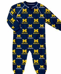 Michigan Wolverines TODDLER Baby Navy Raglan Zip Up Sleeper Coverall