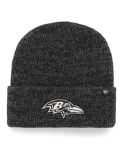 Baltimore Ravens 47 Brand ALL Black Brain Freeze Cuff Knit Hat