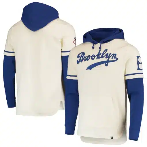 Brooklyn Dodgers Men's 47 Brand Cooperstown Cream Shortstop Pullover Hoodie