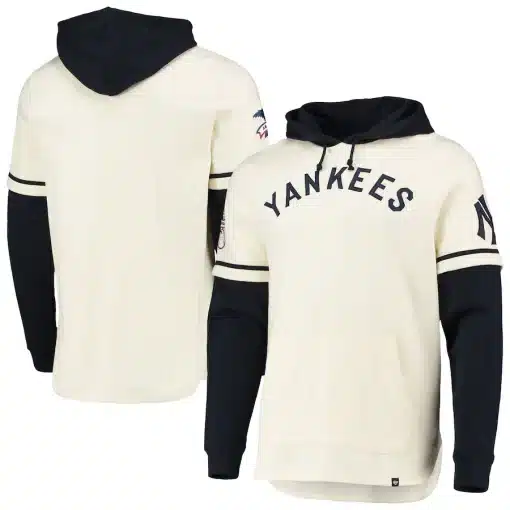 New York Yankees Men's 47 Brand Cream Cooperstown Shortstop Pullover Hoodie