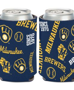 Milwaukee Brewers 12 oz Navy Scatter Can Cooler Holder