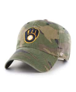 Milwaukee Brewers 47 Brand Green Camo Clean Up Adjustable Hat