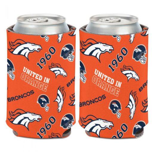 Denver Broncos 12 oz Orange Scatterprint Can Cooler Holder