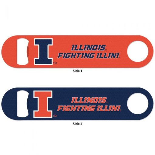 Illinois Fighting Illini Orange Blue Metal Bottle Opener 2-Sided