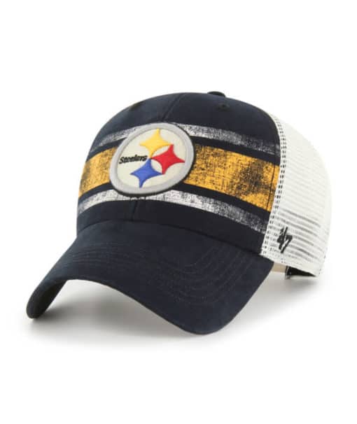 Pittsburgh Steelers 47 Brand Interlude Vintage Black MVP Mesh Snapback Hat